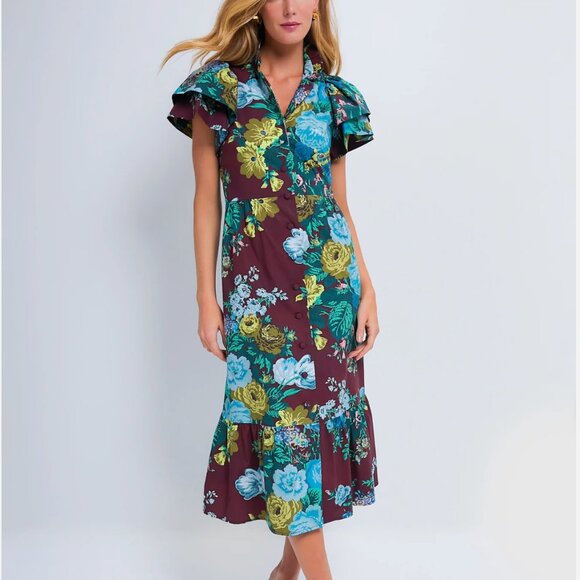Tuckernuck Dresses & Skirts - Tuckernuck Oxblood Verdant Floral Alice Dress - L